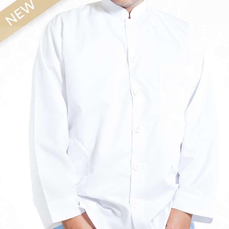 Terbaru baju koko pria putih lengan panjang polos baju Koko putih terbaru