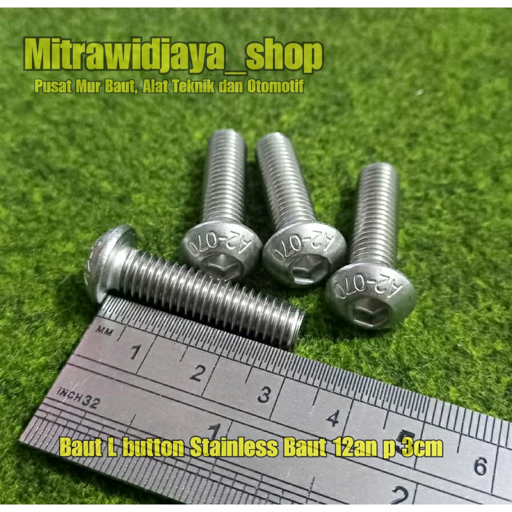 Baut L button 12an 13an panjang 30mm 3cm baut 12 model payung model jamur button L stenlis stel baut