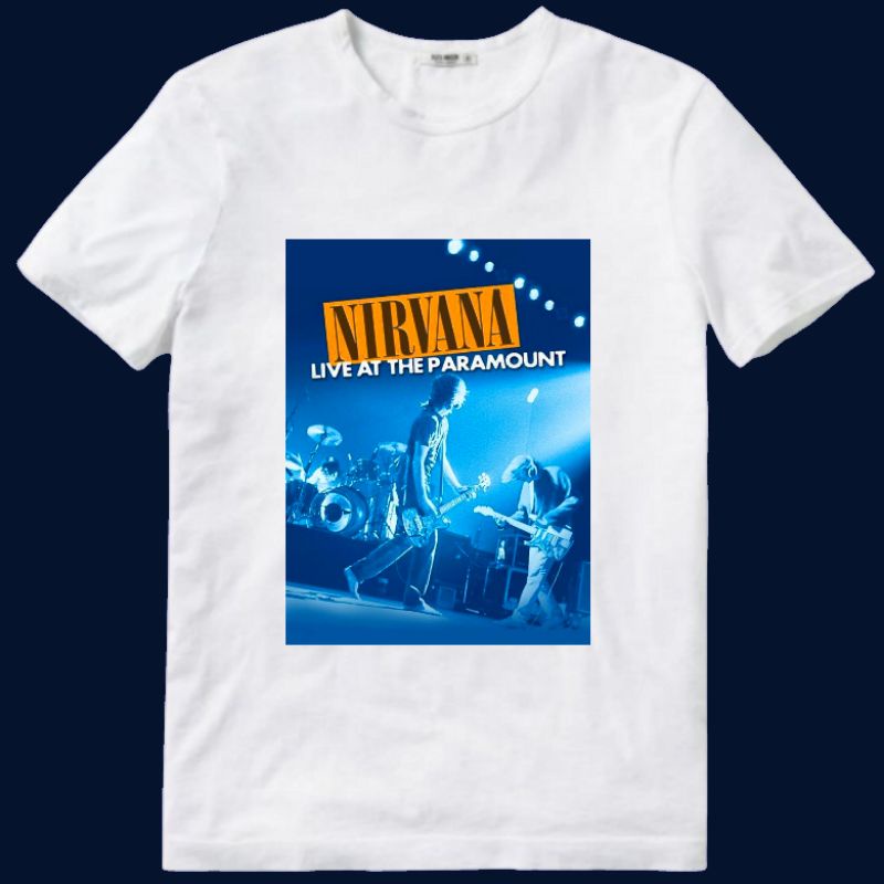 Baju Kaos Tshirt Pria Laki Cowok Unisex Band Grunge Nirvana Kurt Donald Cobain Cod Live At The Param