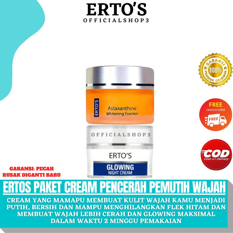 ERTOS Paket Cream Krim Pemutih Wajah Dan Penghilang Flek Bintik Hitam Diwajah