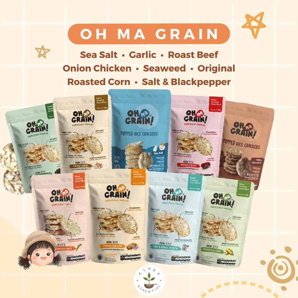 Oh Ma Grain Popped Rice Crackers - Snack Sehat - Cemilan Anak