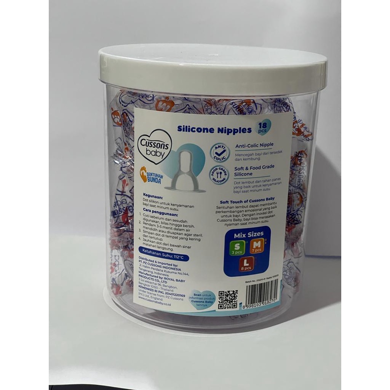 Cussons Baby Nipple Sillicone Jar/Dot Bayi 18's Isi 18 Pcs