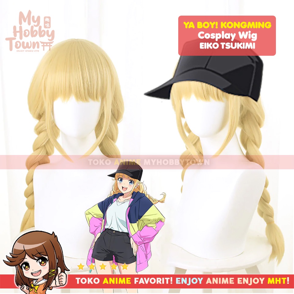 Wig Cosplay Anime Paripi Koumei Ya Boy Kongming : Eiko Tsukimi Rambut Palsu