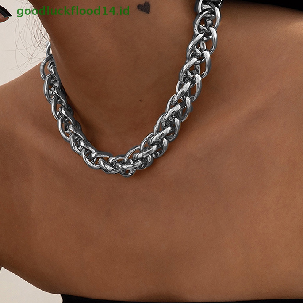 [GOOGFOUR] Kalung Choker Punk Hip Hop Untuk Wanita Statement Gothic Cuban Chunky Necklace [TOP]