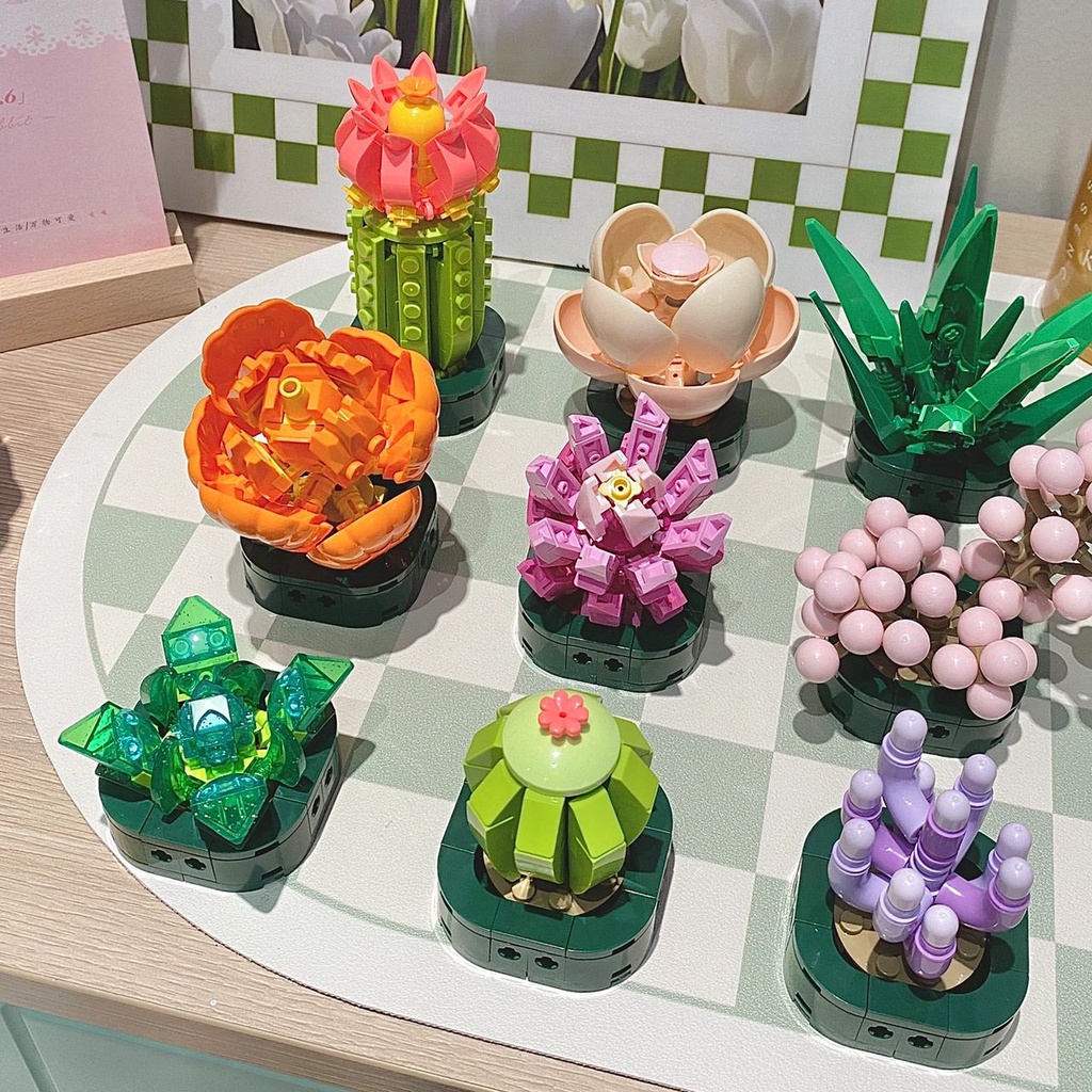 JAKI Nano Block Pot Sukulen Bunga DIY Mini Flower Blok Bangunan Bonsai Kreatif Dekorasi