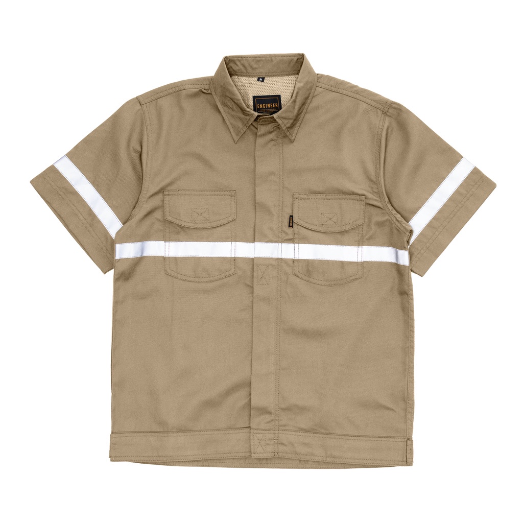 BREAKER REFLEKTOR WORKSHIRT-KEMEJA KERJA LENGAN PENDEK UNISEX DENGAN REFLEKTOR BY ENGINEER