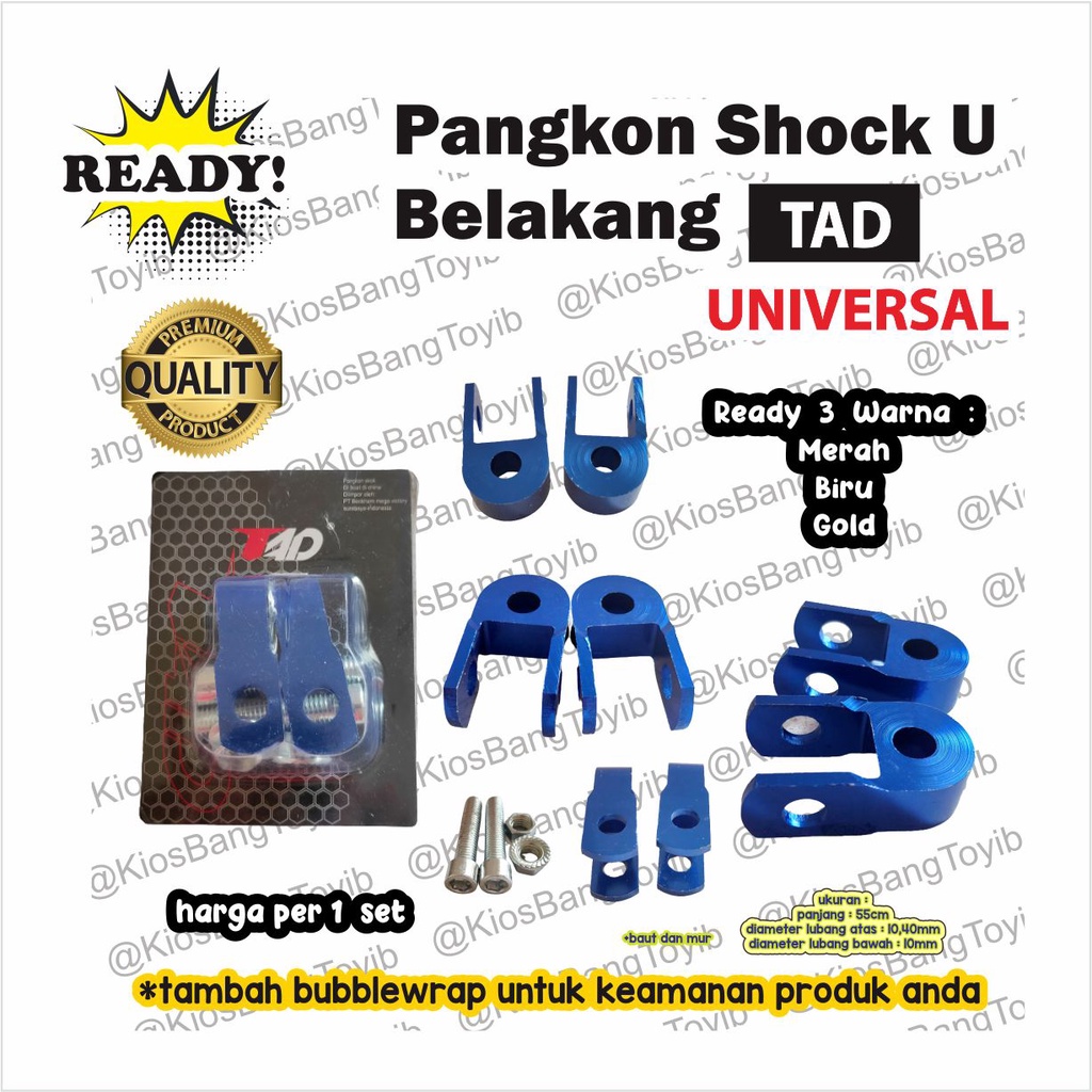 Pangkon Besi Peninggi Shock U Baut Skok Belakang Biru Gold Merah (TAD)