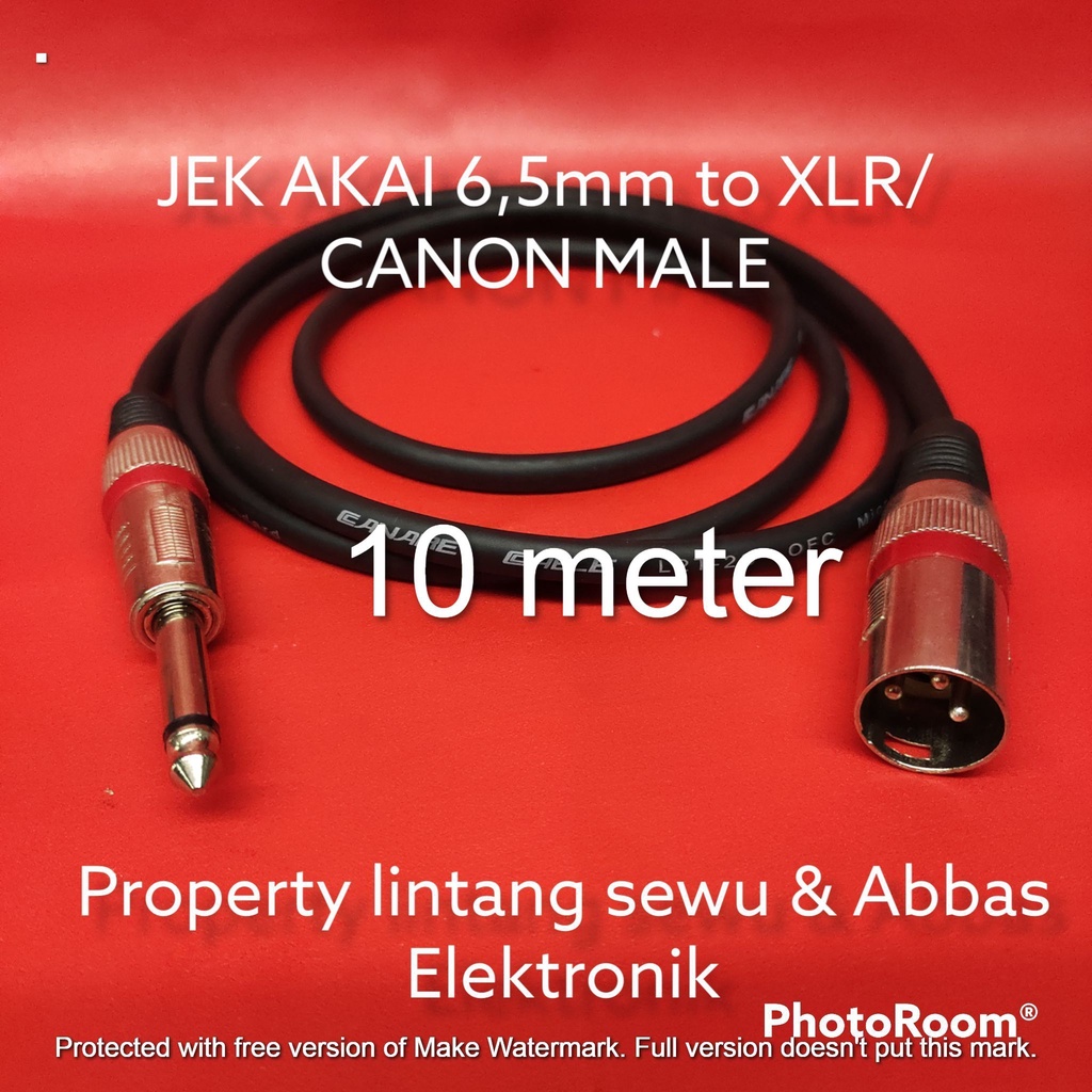 KABEL MIC JEK AKAI 6.5MM TO XLR CANON MALE 10 METER