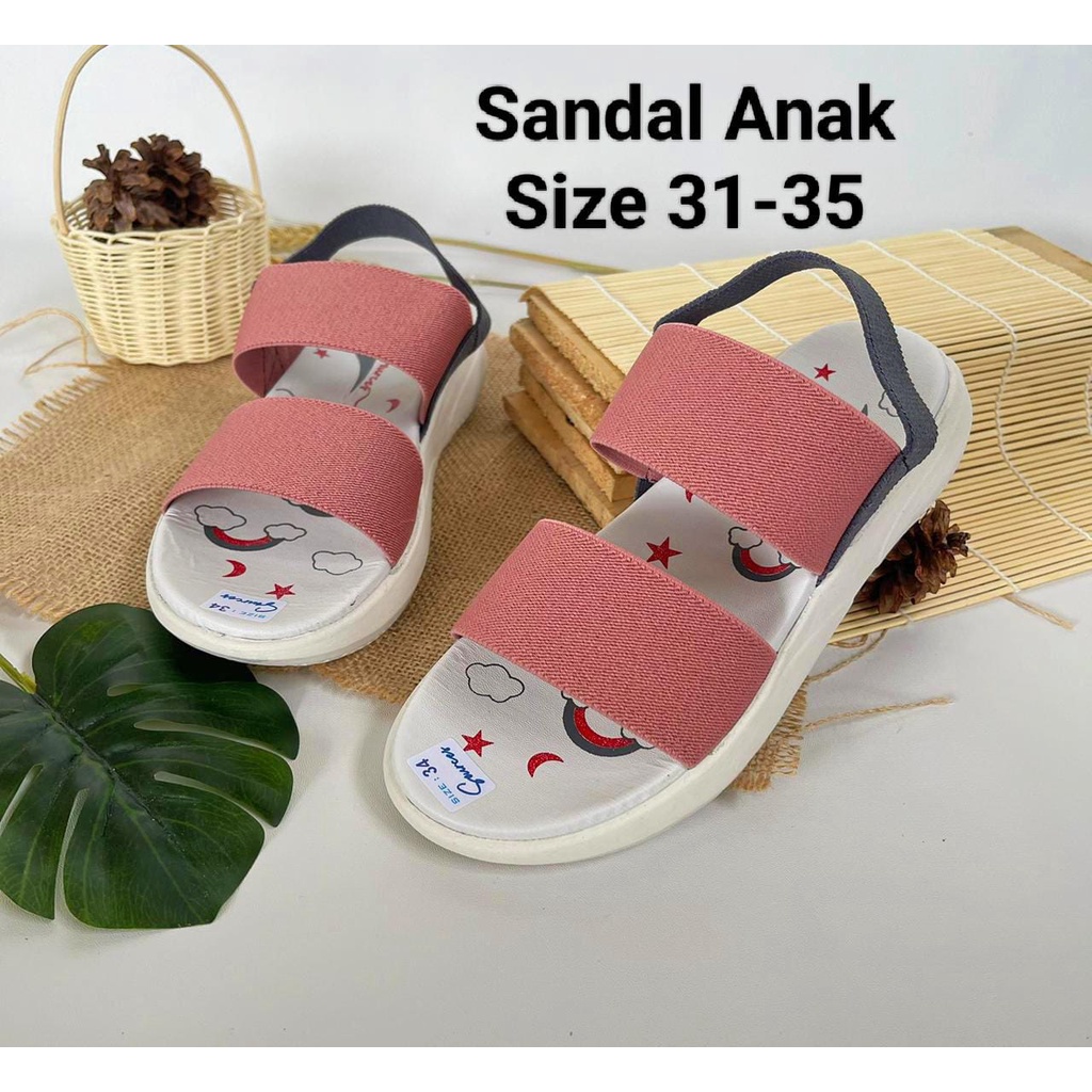 Sandal Anak Perempuan casual sandal kekinian model ban dua uk 37-35