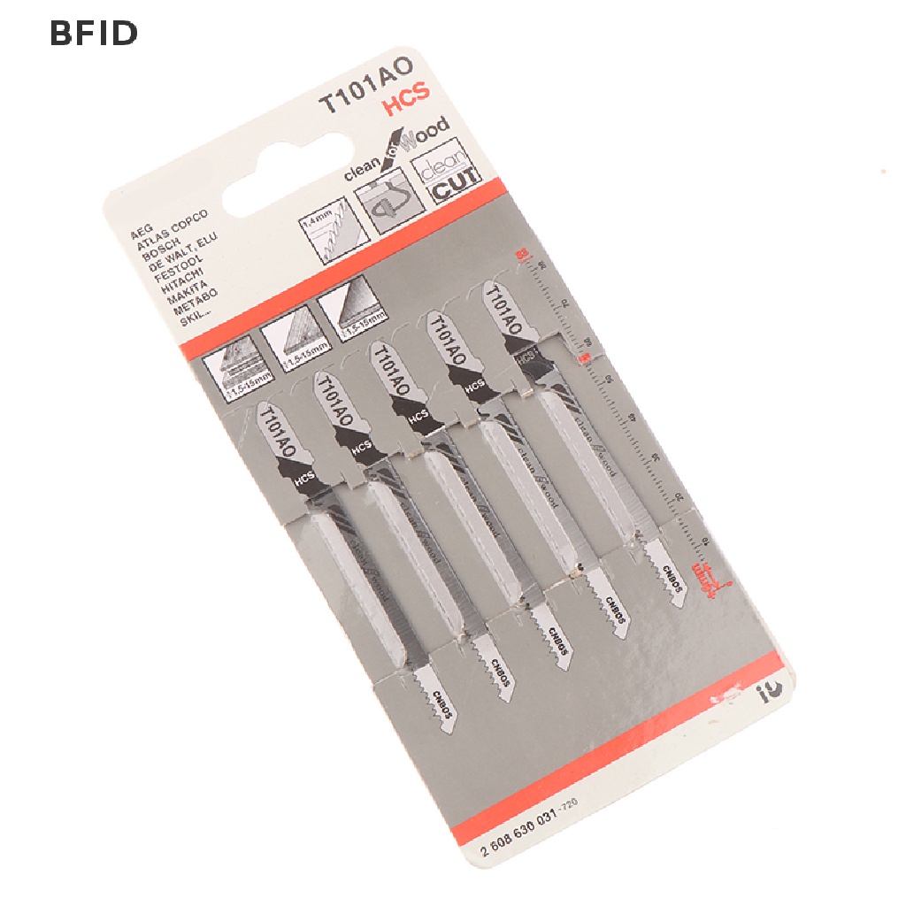 [BFID] 5pcs T101AO HCS T-Shank Jig Blades Curve Cutg Alat Untuk Kayu Plastik [ID]