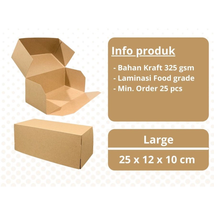

10pcs Box kotak bolu gulung size L dus bomboloni 25x12x10 kraft laminasi