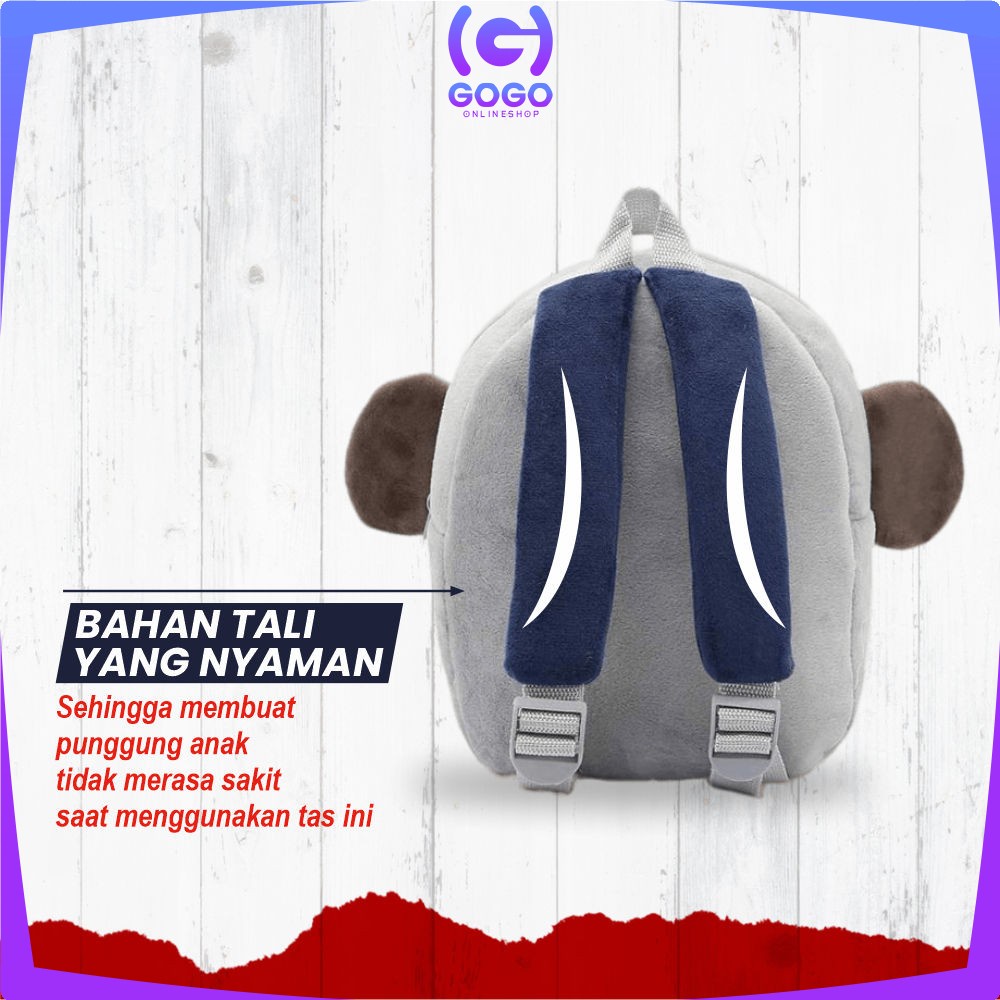 GOGO-T41 Tas Ransel Anak Backpack Anak Karakter Hewan / Ransel Anak Sekolah Karakter Animal Bahan Boneka