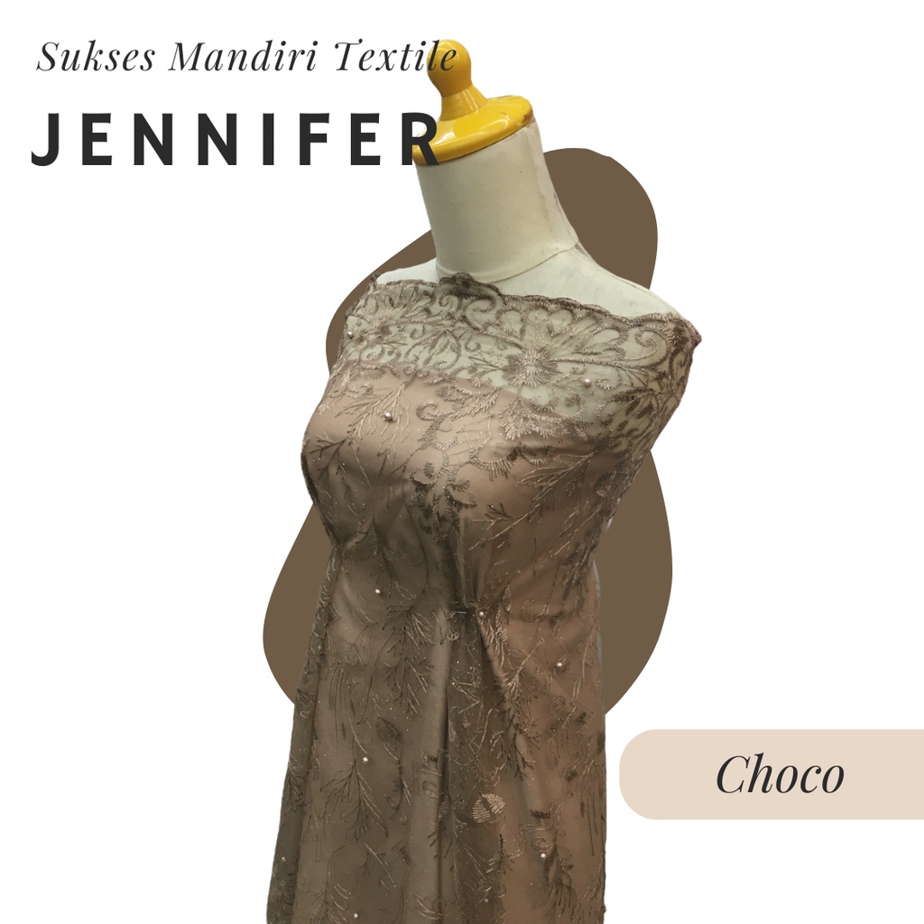 [JENNIFER] Brukat Tile Premium Mewah Tile Warna Choco Milo Mocha | Harga ½ meter = 50 cm (Bahan Dres