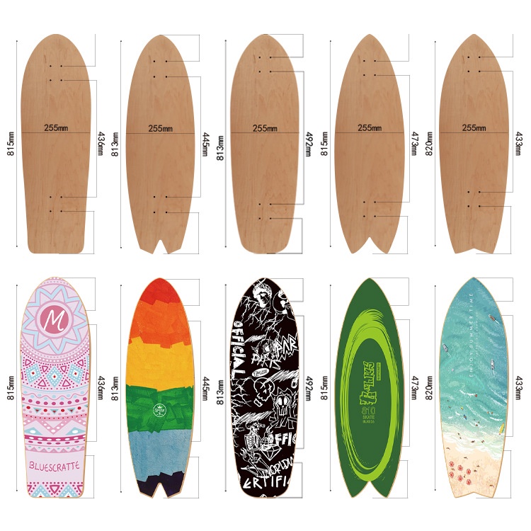 Skateboard Surface Papan Ikan Surfing Darat Double Goyang Long Board Speed Drop Brush Street Skateboard Canada All Canadian Maple Board Surface