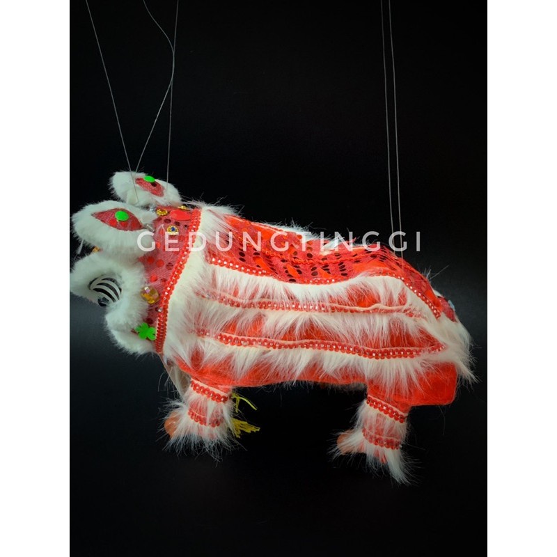 mainan imlek barongsai mini pake tali P 32cm x L 13cm x T 15cm slide untuk lihat video demonya