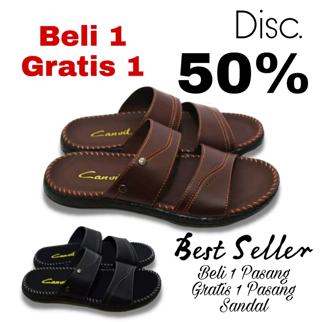 SANDAL KULIT PRIA BELI 1 GRATIS 1 TERBARU