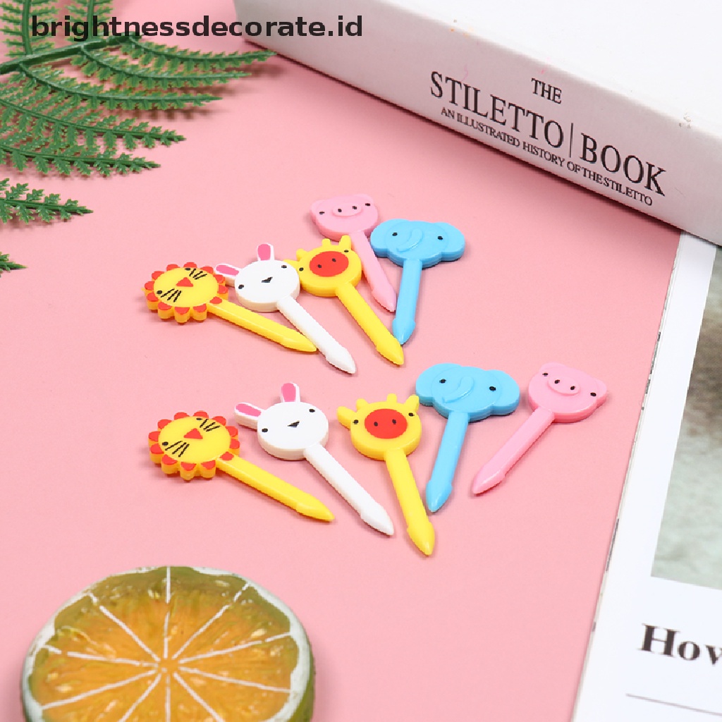 [Birth] 10pcs Mini Animal Farm Kartun Garpu Buah Anak Snack Kue Dessert Fork [ID]