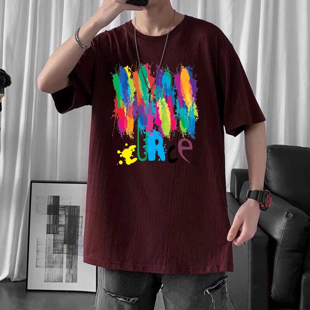 KIYOWO-Baju Kaos Oversize Motif Curce Distro Pria Lengan Pendek