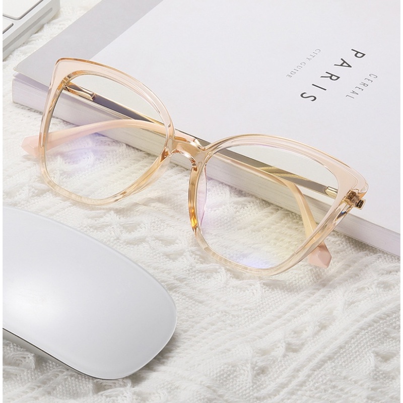 (YUZHU) Kacamata Anti Cahaya Biru Untuk Wanita Mode Barat Gaya Retro Cat Eye Anti Radiasi Eyeglasses Untuk Wanita