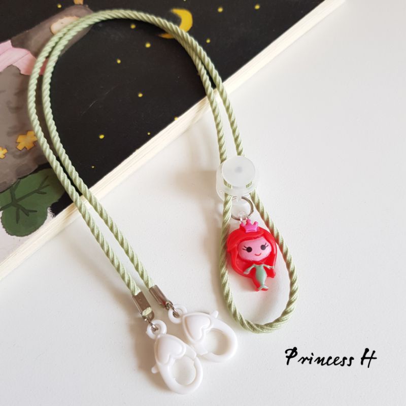 STRAP MASKER ANAK PEREMPUAN  2 IN 1 PUTRI DISNEY / KALUNG MASKER / TALI MASKER / LANYARD MASK STOPER 2IN1