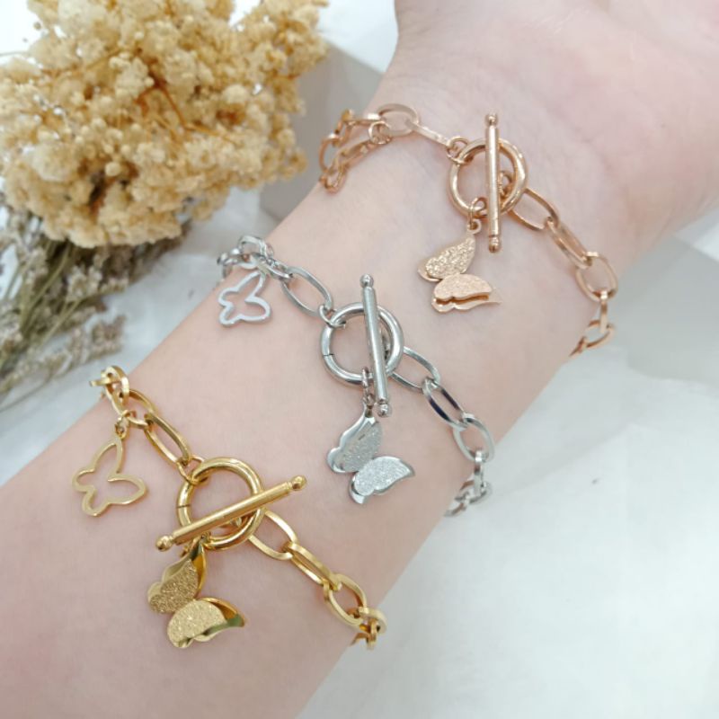 gelang titanium rantai fashion kupu kupu