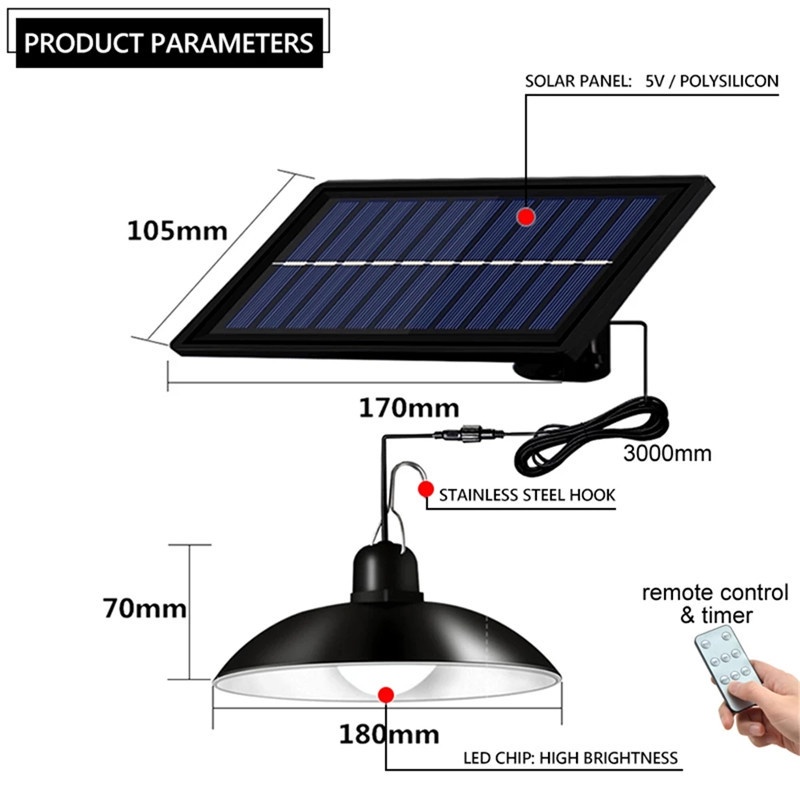 Head Solar wall light Lampu Taman Tenaga Surya Gantung LED Solar Lamp IP65 Waterproof Outdoor 50W