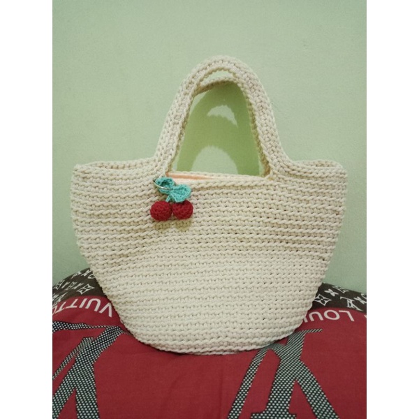 Tas rajut tali kur/tas jinjing alas bulat