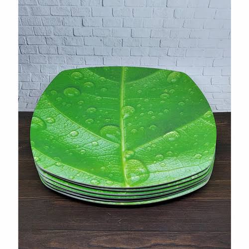 NO.ONE.STORE-( 3 PCS ) PIRING MAKAN MELAMIN MOTIF DAUN SINGASINGI 9" FOOD GRADE SNI - PIRING SAJI | 