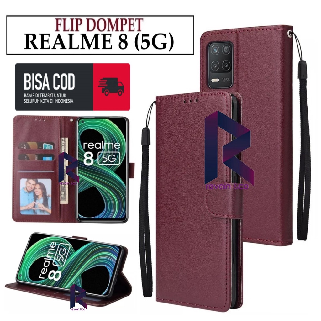 CASE REALME 8 5G FLIP WALLET LEATHER KULIT PREMIUM SARUNG BUKA TUTUP KESING HP FLIP CASE REALME 8 5G