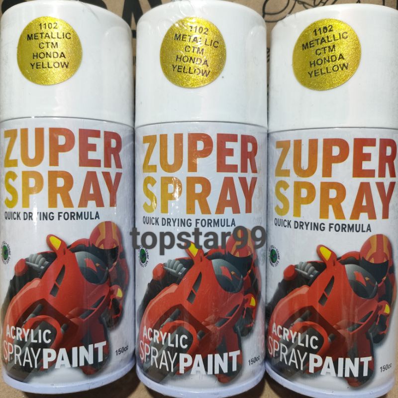 Zuper Pilox Pilok Cat Semprot Warna Metalic Honda Yellow Kuning Metalik 1102 150cc Spray Paint