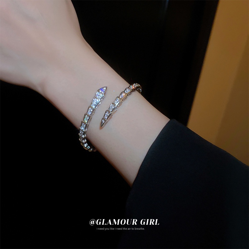 Gelang Terbuka Berbentuk Ular Zirkon Eropa Amerika Temperamen Perempuan High-End Fashion Bracelet