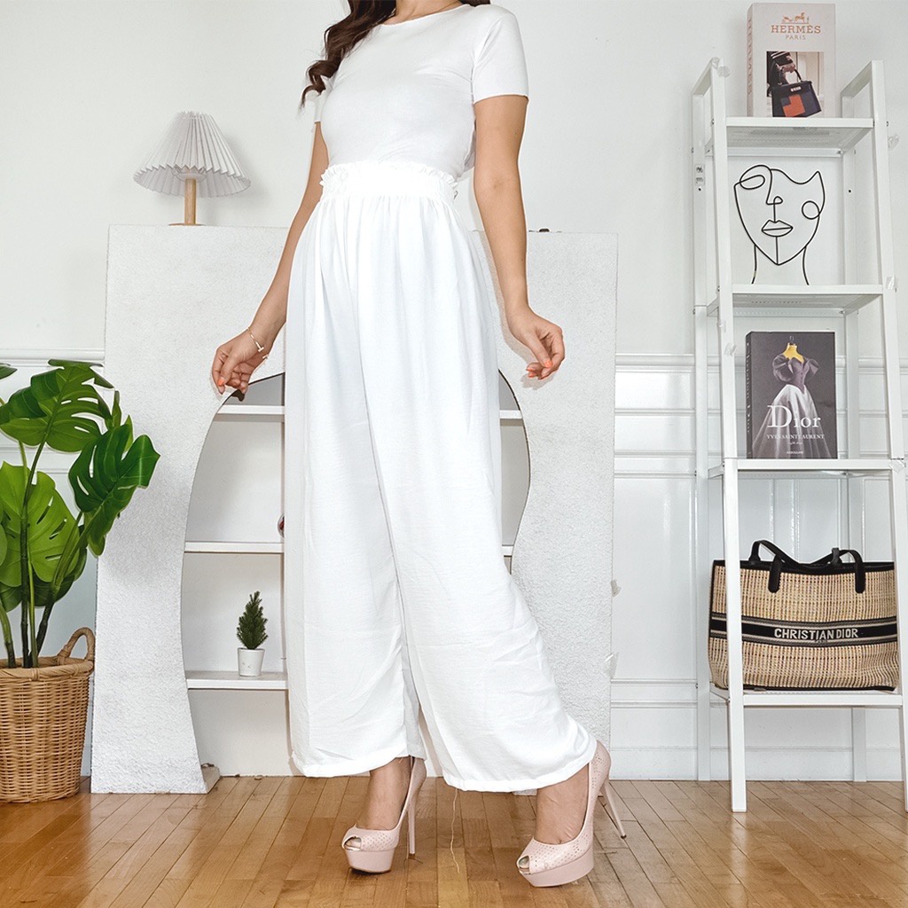 Toply shop Kulot High waist Crinkle airflow button