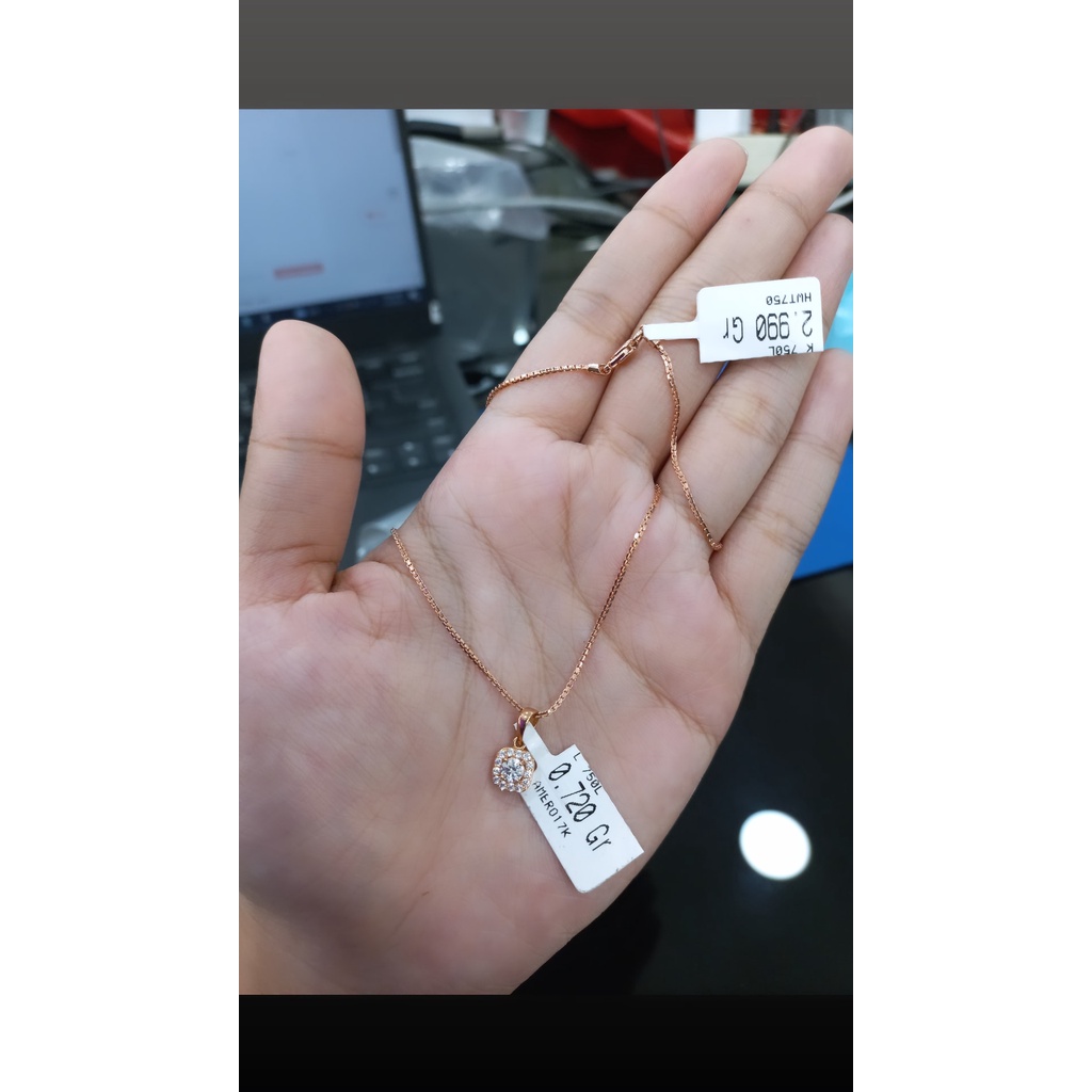 Kalung italy + liontin kadar 75% (17k)-RoseGold