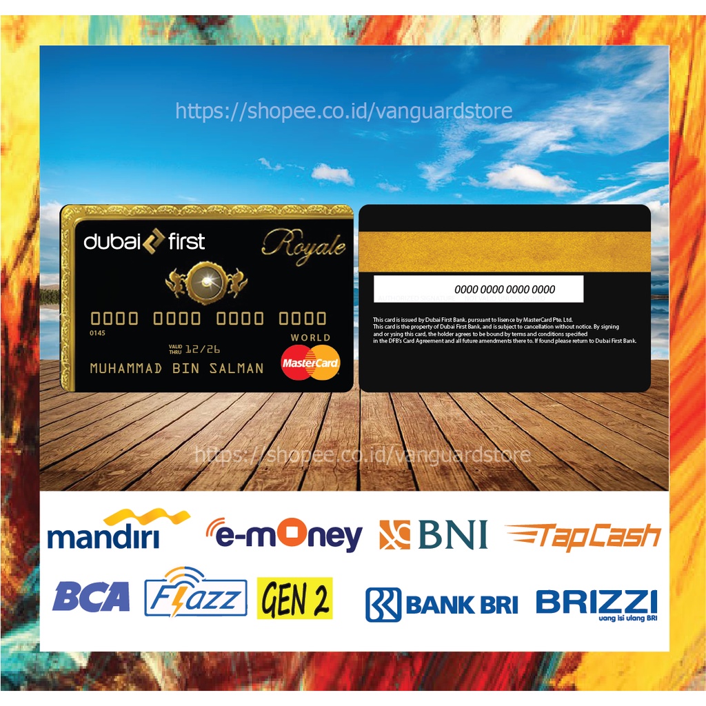 KARTU E MONEY E TOLL KARTU DUBAI MASTERCARD BLACK DEBIT CREDIT EMONEY MANDIRI FLAZZ BCA BNI TAPCASH BRIZZI BRI - 2 SISI