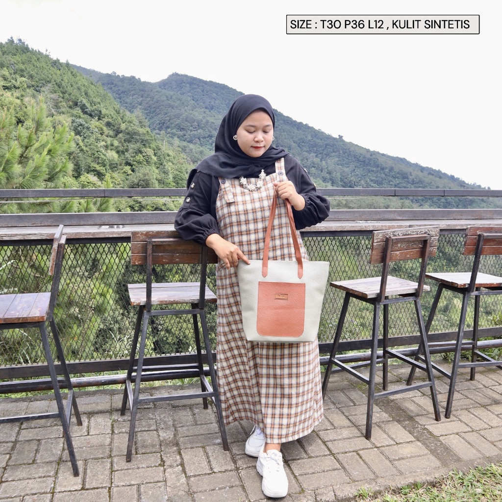 (PROMO) Tote bag Simpel Totebag polos motif premium Tote Bag resleting bahan sintetis SERBAGUNA