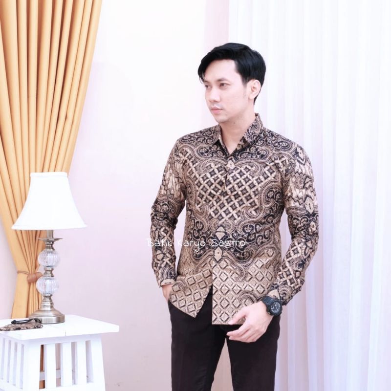 Baju Kemeja Batik Pria Lengan Pendek Premium Slimfit Katun Lapis Furing Modern