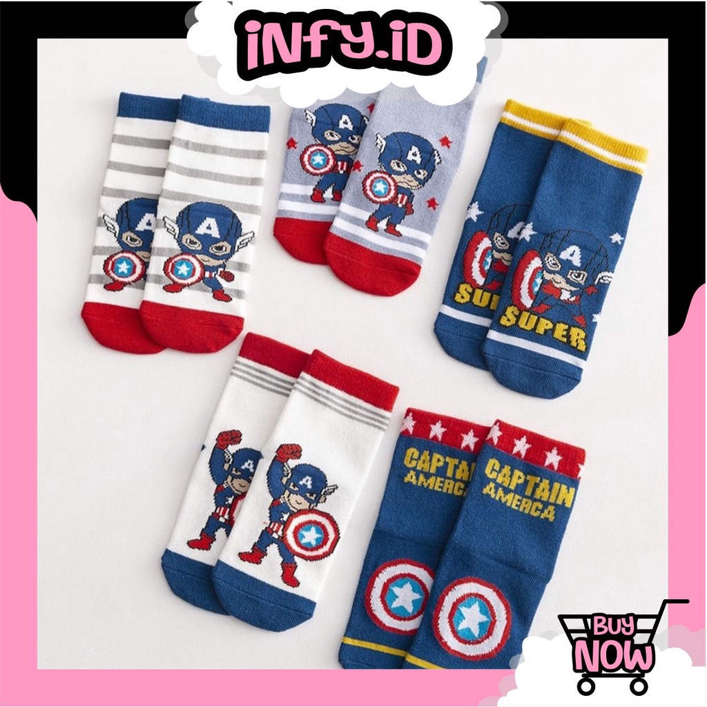 INFY - Kaos Kaki Anak Motif Captain America Kaus Kaki Bayi Lucu KK059