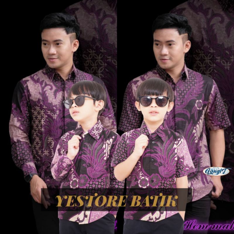 COD - Batik couple ayah anak laki-laki kekinian motif mahesa ungu - Bisa pisah.