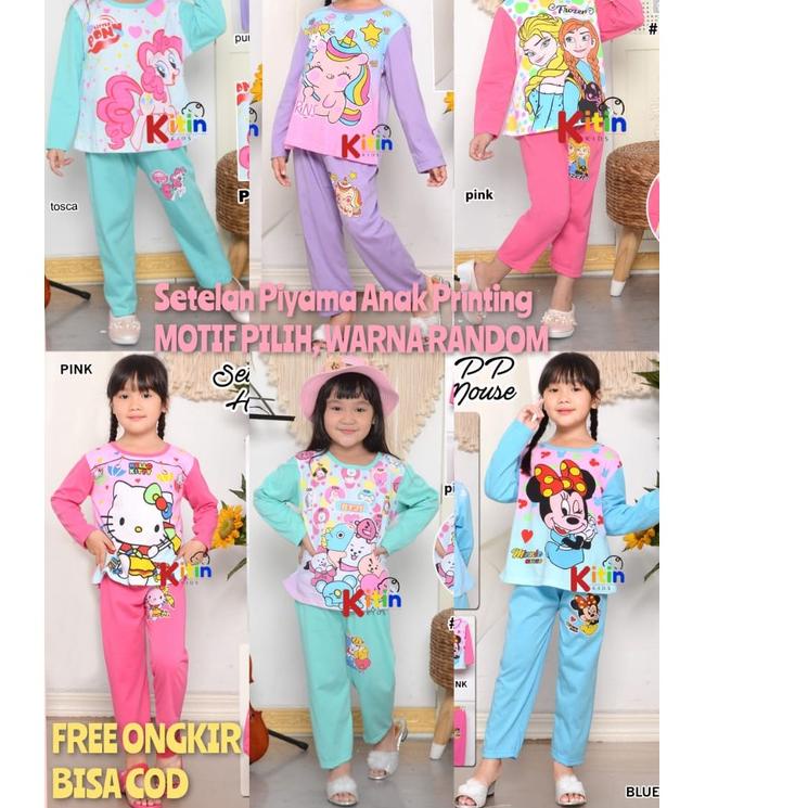 Baru 빠 HP SETELAN BAJU PIYAMA DAN TIDUR ANAK CEWEK/PEREMPUAN 2-9 TAHUN PRINTING MOTIF BT21/BTS FROZE