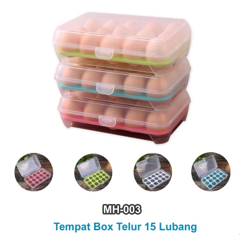 BAJ Tempat Telur Isi 15 Sekat Kotak Telor Egg Storage box Penyimpanan Telor rak serbaguna PR119