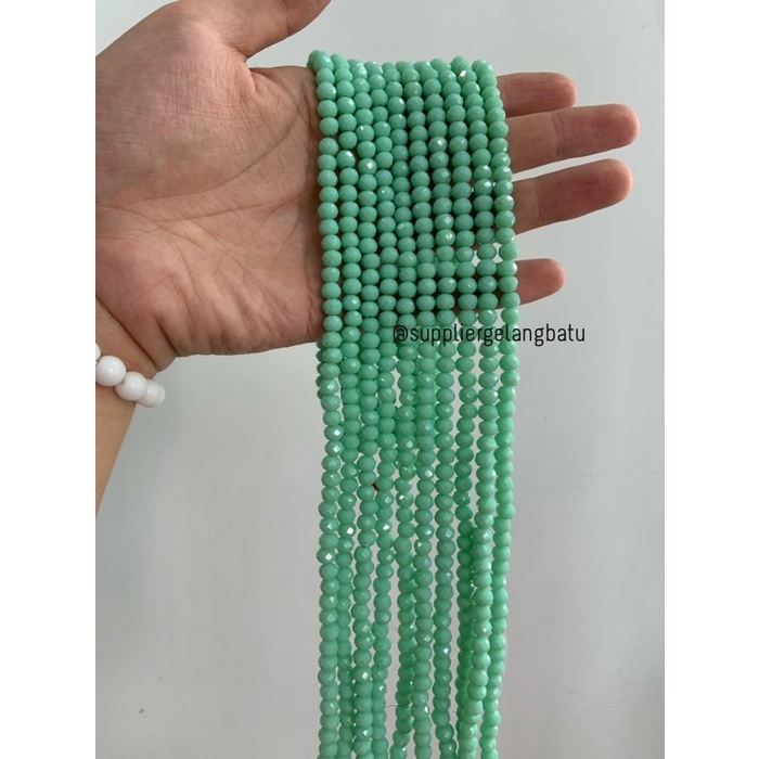 Crystal Ceko Doff 8mm GREEN MINT bahan gelang kalung mote DIY craft
