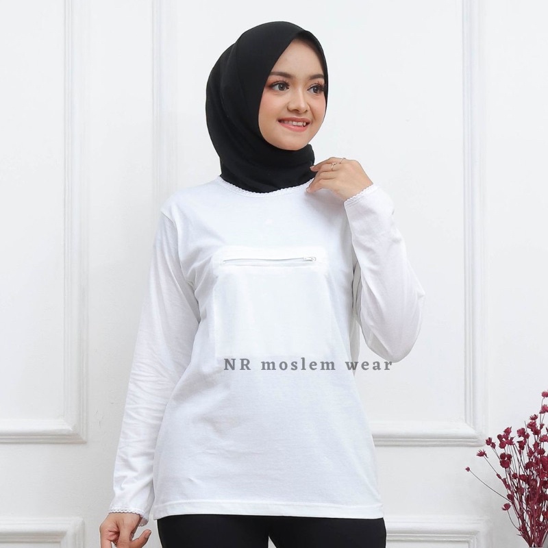 KAOS DALAM LENGAN PANJANG PERLENGKAPAN HAJI UMROH , SINGLET HAJI UMROH WANITA Kode SP03