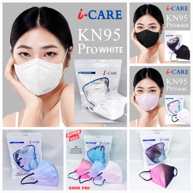 MASKER KN95 PRO ICARE PUTIH SNOW WHITE 5PLY ISI 10PCS ORIGINAL