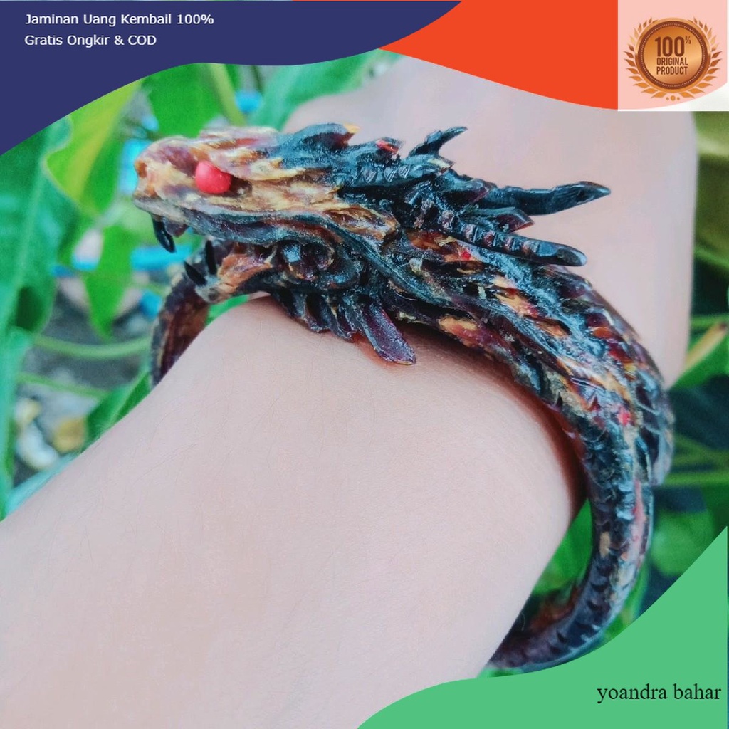 gelang akar bahar merah ukir naga/akar bahar merah full ukir naga
