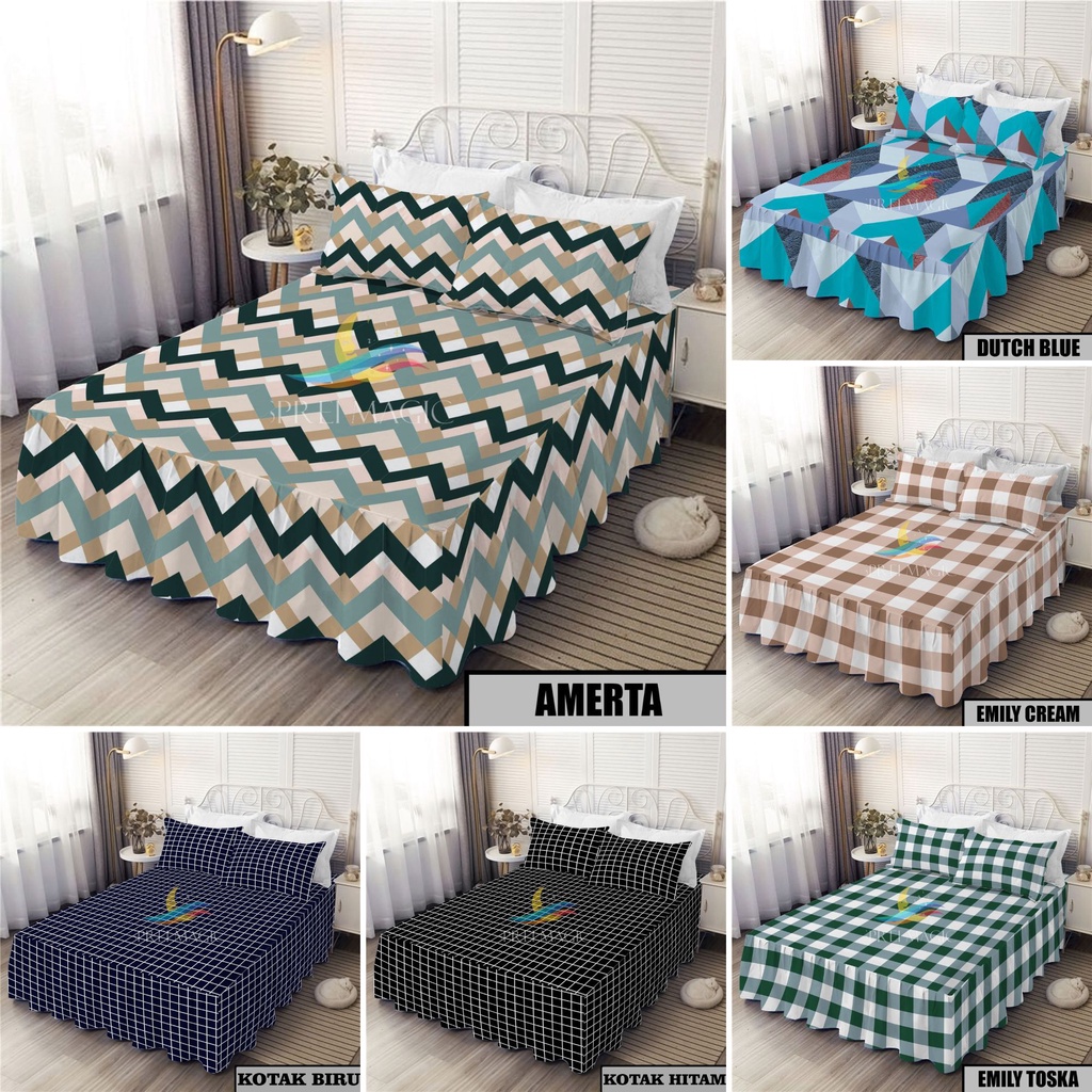 Sprei Rumbai Esthetic Motif Bunga Ukuran 180x200/160x200 KING QUEEN Bahan Katun