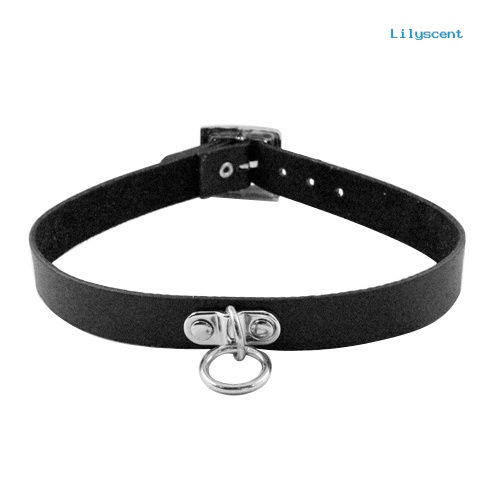 Ls Gothic Punk Lingkaran Choker Collar Necklace Cincin Leher Rantai Pendek Kulit Imitasi