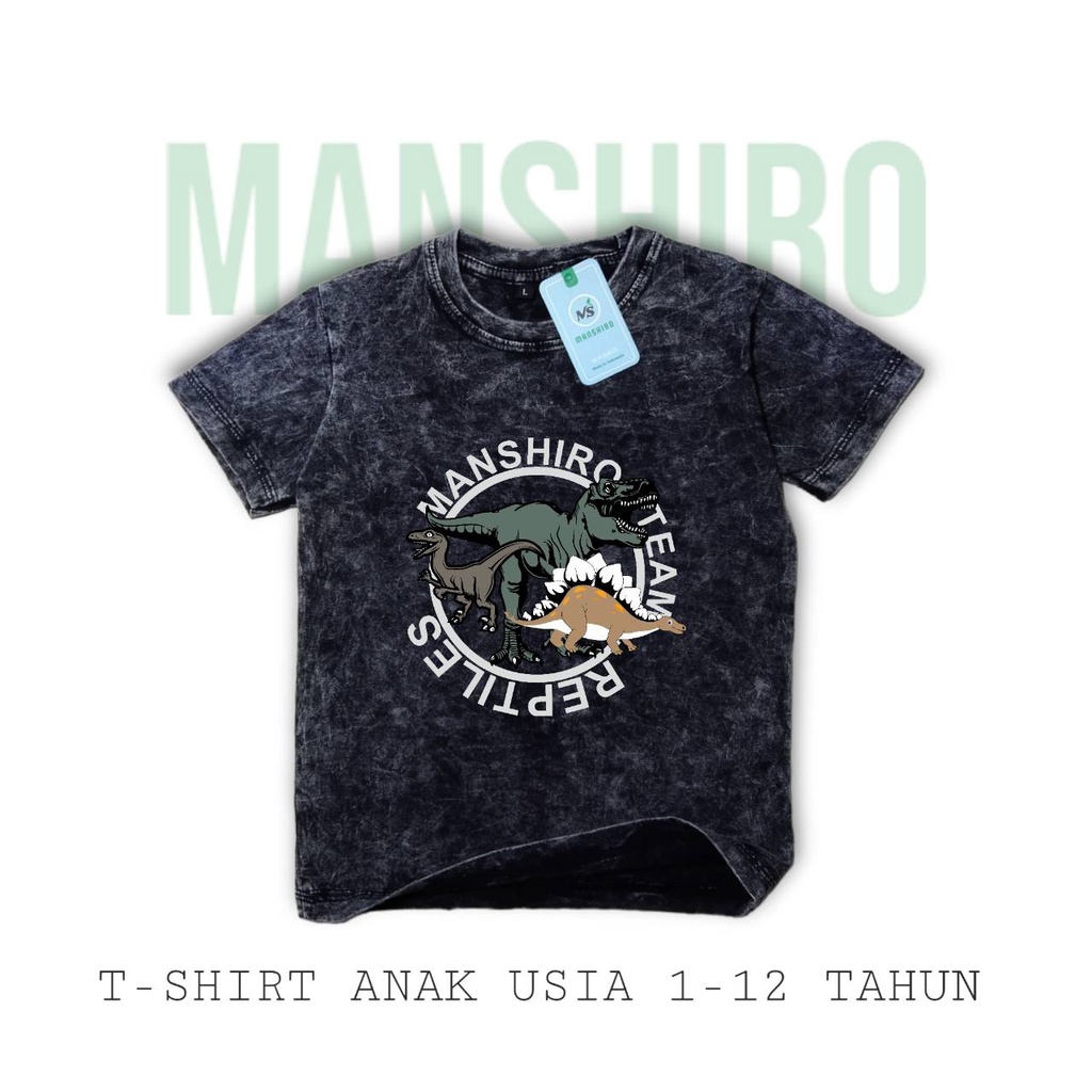 MANSHIRO Baju Kaos Distro Washed Polos Anak Laki Laki / Perempuan Unisex Umur 1-12 Tahun Bahan Cotton 30s