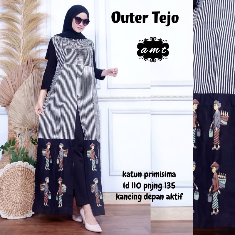 Outer Cardigan Batik Panjang Wanita Jumbo ld 110cm Bahan katun Primisima Solo