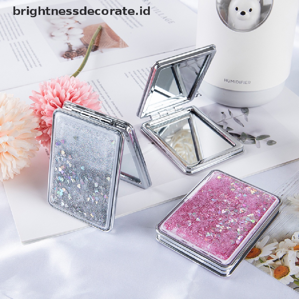 [Birth] Cermin Rias Saku Mini Cermin Compact Kosmetik Kreatif Dengan Pasir Mengalir [ID]