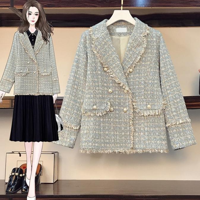 Big Size Blazer Korea Tweed Terbaru